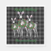 Weihnachtszebras, Weihnachtskranz, grau kariert Serviette (Vorderseite)