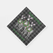 Weihnachtszebras, Weihnachtskranz, grau kariert Serviette (Ecke)