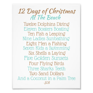 Weihnachtszeichen 12 Tage Weihnachten am Strand Fotodruck