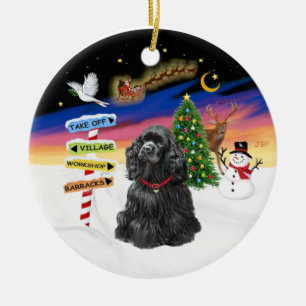Weihnachtszeichen - Black Cocker Spaniel Keramik Ornament
