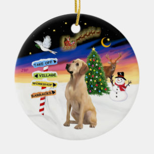 Weihnachtszeichen - Gelber Labrador Keramik Ornament
