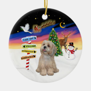 Weihnachtszeichen - Lhasa Apso (R2) Keramikornament