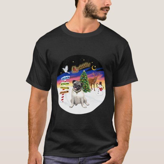Weihnachtszeichen mit einem Mops 805 T-Shirt (Vorderseite)