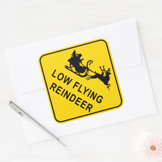 Weihnachtszeichen - Rentierflieger Quadratischer Aufkleber (Umschlag)