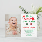 Weihnachtszeit 1. Geburtstag Einladung (Stehend Vorderseite)