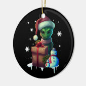 Weihnachtszeit Alien Santa Science Fiction Außenwe Keramik Ornament (Links)