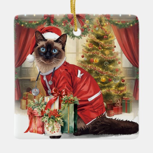Weihnachtszeit am Arbeitsplatz Keramikornament (Vorderseite)