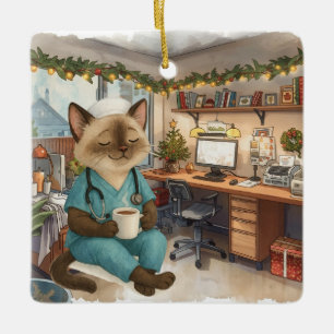 Weihnachtszeit am Arbeitsplatz Keramikornament
