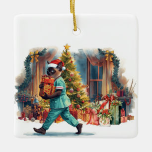 Weihnachtszeit am Arbeitsplatz Keramikornament