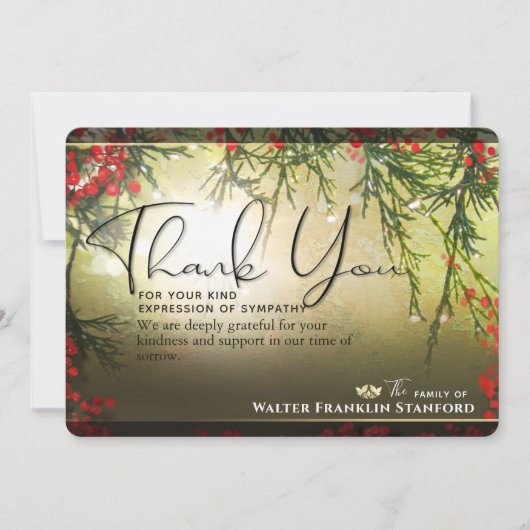 Weihnachtszeit Beileid Danke Karte (Vorderseite)