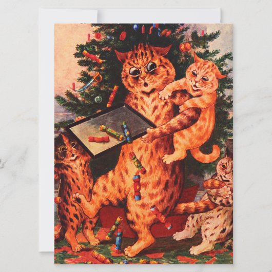 Weihnachtszeit Catland Louis Wain Flat Card (Vorderseite)