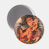 Weihnachtszeit Catland Louis Wain Round Magnet (Vorderseite/Rückseite)
