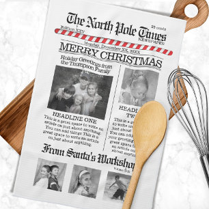 Weihnachtszeit Cute Fun Nordpol-Zeitungszeitung Geschirrtuch