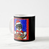 Weihnachtszeit-Dackel Kaffeetasse (Vorderseite Links)