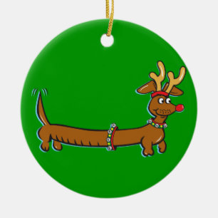 Weihnachtszeit-Dackel Keramikornament