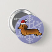 Weihnachtszeit-Dackel (Langhaar) Button (Vorne & Hinten)