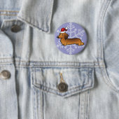 Weihnachtszeit-Dackel (Langhaar) Button (Beispiel)