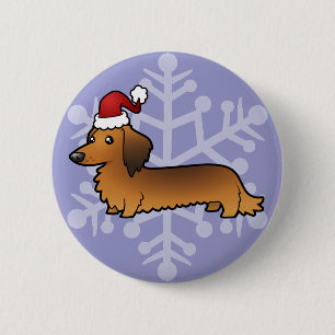 Weihnachtszeit-Dackel (Langhaar) Button