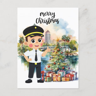 Weihnachtszeit des Piloten in Florida Feiertagspostkarte