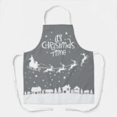 Weihnachtszeit festliche graue Feiertage Santa Ren Schürze (Vorderseite)