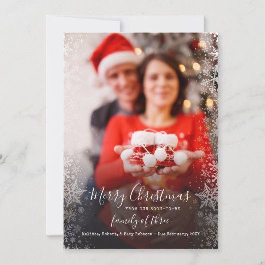 Weihnachtszeit Foto Familienschwangerschaft Ankündigung (Vorderseite)