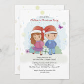 Weihnachtszeit für Kinder - Party Einladung (Vorne/Hinten)