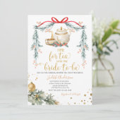 Weihnachtszeit für Tee Party Red Bow Brautparty Einladung (Stehend Vorderseite)