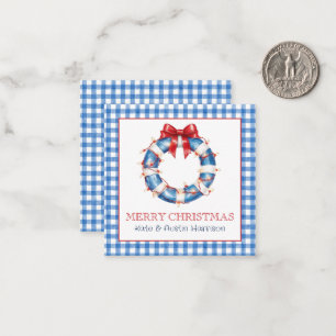 Weihnachtszeit Gingham Life Preserve Wreath Mitteilungskarte