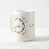 Weihnachtszeit Hirsch mit Kranz Gelbe Creme Kaffeetasse (Vorderseite Links)