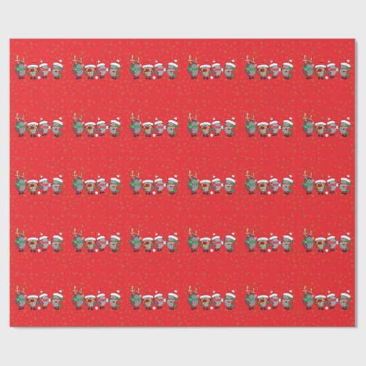 Weihnachtszeit-Igel Geschenkpapier (Flach)