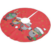 Weihnachtszeit-Igel Polyester Weihnachtsbaumdecke (Schrägansicht)