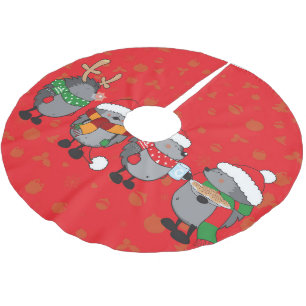 Weihnachtszeit-Igel Polyester Weihnachtsbaumdecke