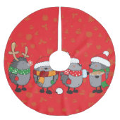 Weihnachtszeit-Igel Polyester Weihnachtsbaumdecke (Vorderseite)