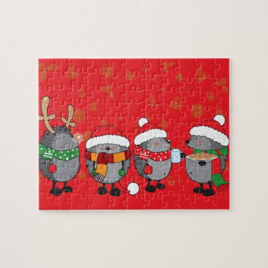 Weihnachtszeit-Igel Puzzle (Horizontal)