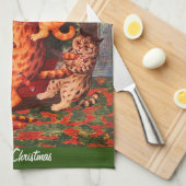 Weihnachtszeit in Catland Louis Wain Geschirrtuch (Viertel Falte)