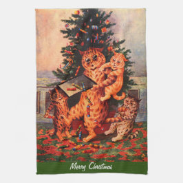 Weihnachtszeit in Catland Louis Wain Geschirrtuch