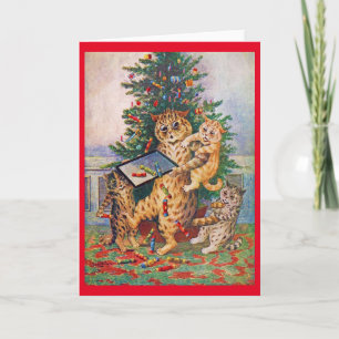 Weihnachtszeit in Catland, Louis Wain Karte