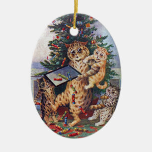 Weihnachtszeit in Catland, Louis Wain Keramik Ornament