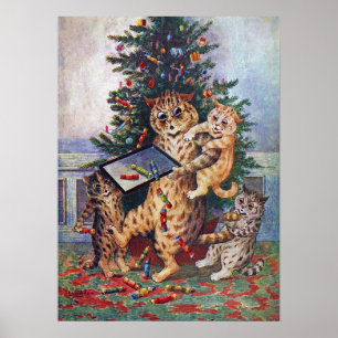 Weihnachtszeit in Catland, Louis Wain Poster