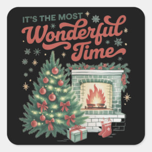 Weihnachtszeit ist die wunderbarste Zeit Vintage Quadratischer Aufkleber