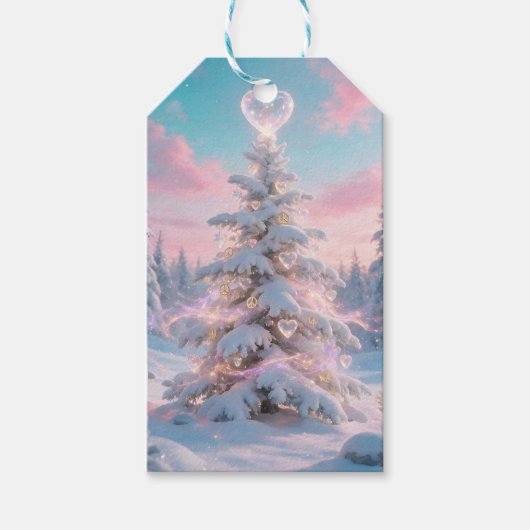 Weihnachtszeit mit Frieden und Liebe Geschenkanhänger (Vorderseite)