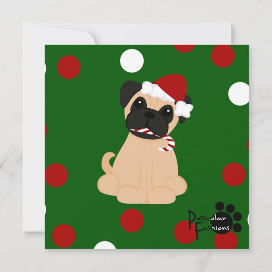 Weihnachtszeit-Mops Einladung (Rückseite)