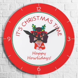 Weihnachtszeit Niedlicher Hund Urlaub Wohngestaltu Große Wanduhr