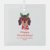Weihnachtszeit Niedlicher Hundeschlittenurlaub Bau Ornament Aus Glas (Vorderseite)