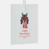 Weihnachtszeit Niedlicher Hundeschlittenurlaub Bau Ornament Aus Glas (Vorderseite Rechts)