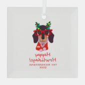 Weihnachtszeit Niedlicher Hundeschlittenurlaub Bau Ornament Aus Glas (Rückseite)