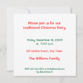 Weihnachtszeit-Party Einladung (Rückseite)