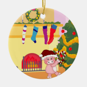 Weihnachtszeit-Piggy Verzierung Keramik Ornament