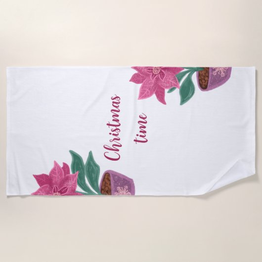 Weihnachtszeit Poinsettia im Blume Strandtuch (Vorderseite)