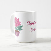 Weihnachtszeit Poinsettia in Blume Topf Tasse (Vorderseite Links)